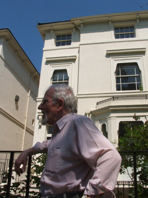 Alexander Wilson's son by his second marriage, the poet and actor Mike Shannon outside 53 Bloomfield Road where he was brought up in the 1930s. Image: Tim Crook.