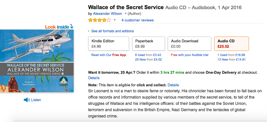 Lamplight Audio's production of Wallace of the Secret Service. The unabridged reading is by the actor David TImson.